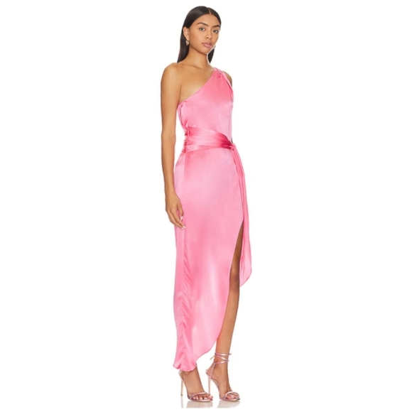 Amanda Uprichard silk Palmira maxi dress in pink ribbon new size M - Picture 2 of 8